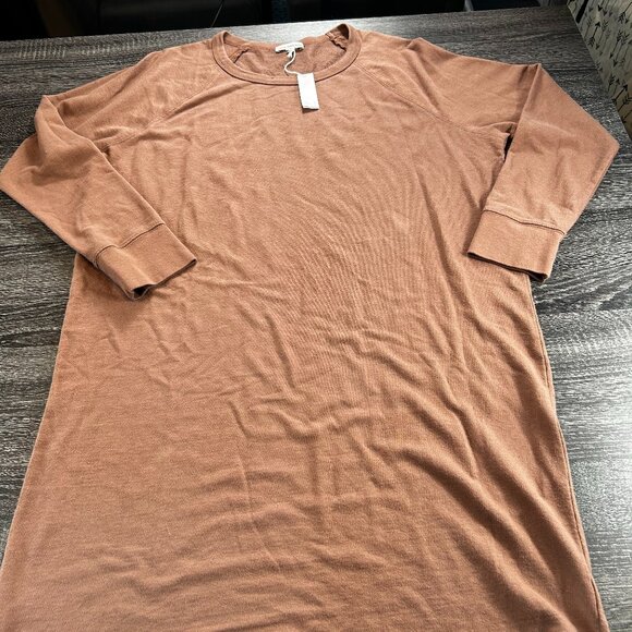 James Perse Brown Long Sleeve T-Shirt Dress NWT Size L - Picture 1 of 6